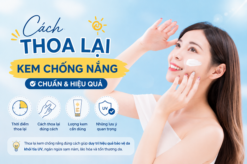 Cách thoa lại kem chống nắng đúng chuẩn, bảo vệ da hiệu quả